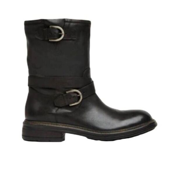 M. GEMI The Motore Pull On Black Leather Mid Calf Boot Size 38 - Picture 1 of 9